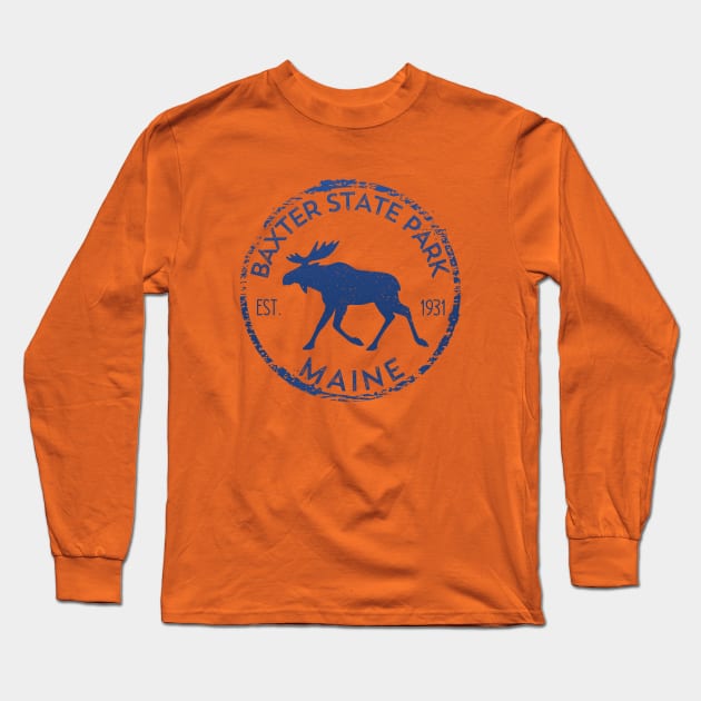 Baxter State Park Maine ME Moose Lovers Hiking Souvenirs Long Sleeve T-Shirt by Pine Hill Goods